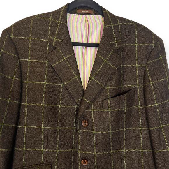 TAILORBYRD Men’s Wool Window Pane Check Blazer Sport Coat M Academia Preppy Dad - Picture 3 of 8